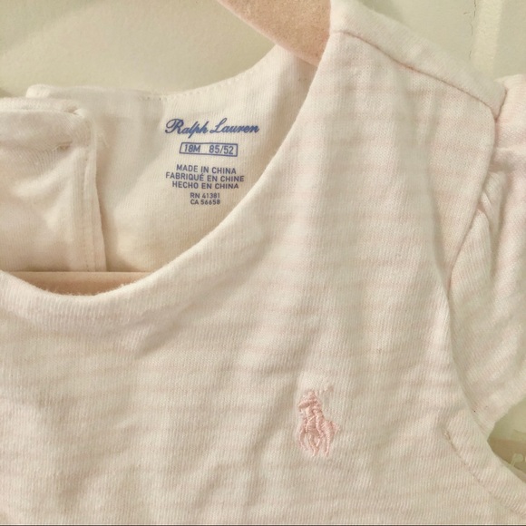 Polo Striped Bubble Romper Pink and White with Bow - Picture 4 of 7